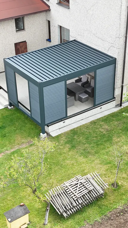 Pergola aluminiowa + Rolety ZIP + Lamele w Świerklany